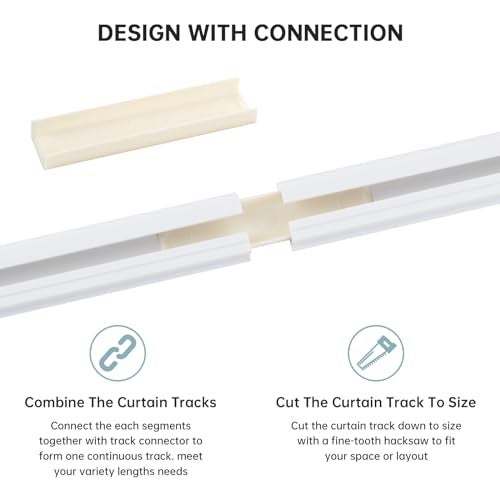 TYRON TYRON TYRON Adhesive Curtain Track Ceiling or Wall Mount(224"/ 18.7 FT), Ceiling Track Room Divider, Self Adhesive Curtains Rod No Drill, Screws or Tools, Curtain Hangers No Damage - Image 3