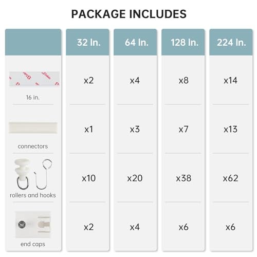 TYRON TYRON TYRON Adhesive Curtain Track Ceiling or Wall Mount(224"/ 18.7 FT), Ceiling Track Room Divider, Self Adhesive Curtains Rod No Drill, Screws or Tools, Curtain Hangers No Damage - Image 4