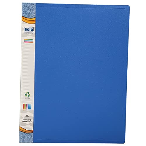 Solo 2-D A4 Ring Binder File Folder, Office Document Organizer with Inside Pocket, Presentation Display Plastic File for Certificates, Portfolio, Papers & Projects (1, Blue) - Image 1
