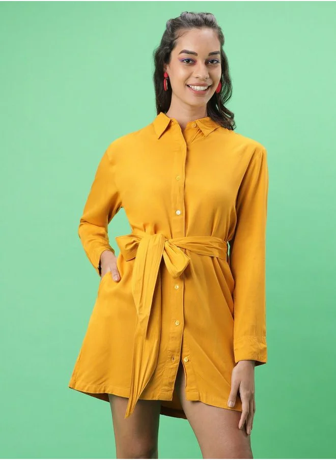 Freehand Women Regular Fit Casual Solid Shirt Dress