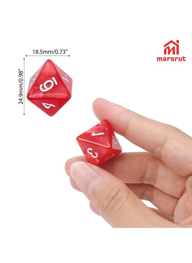 Marsrut 10Pcs 8 Sided Dice, D8 Assorted Polyhedral Dice Set with Numbers for Board Games DND RPG MTG Game Classroom Activities Party Table Gaming Fun, Mixed Assortment (Color: Red, 1 Inch)  - Image 2