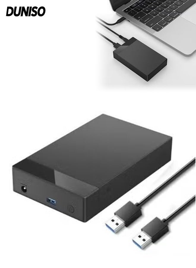 DUNISO محول حاوية القرص الصلب، 2.5" و 3.5" USB 3.0 إلى SATA حاوية خارجية بدون أدوات، صندوق قرص صلب محمول مدمج وخفيف الوزن، أسود - Image 1