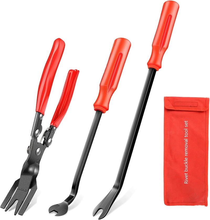 GOOACC 3 Pcs Clip Pliers Set & Fastener Remover - Auto Upholstery Combo Repair Kit with Storage Bag for Car Car Panel Dashboard - Image 1