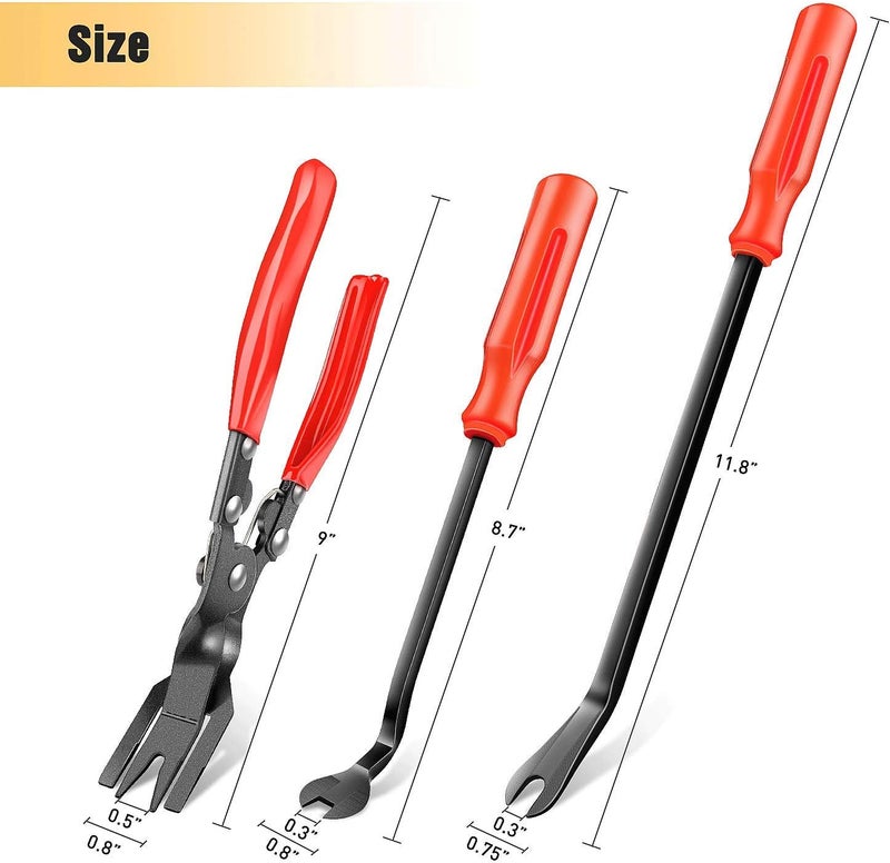 GOOACC 3 Pcs Clip Pliers Set & Fastener Remover - Auto Upholstery Combo Repair Kit with Storage Bag for Car Car Panel Dashboard - Image 2