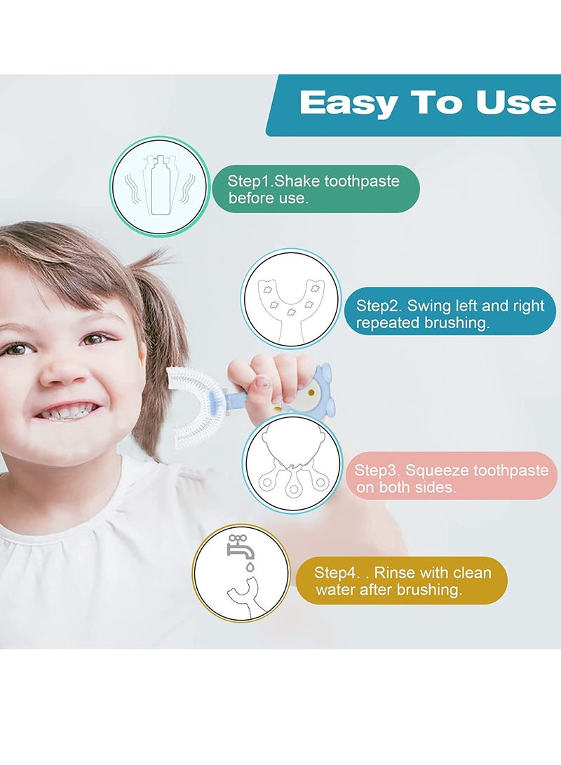 4PCS Kids U- Shaped Toothbrushes with Food Grade Soft Silicone Brush Head and Non-Slip Handle, 360° Oral Teeth Cleaning Design for Toddlers and Children 2-12 Years Manual Training Tooth Brush - Image 4