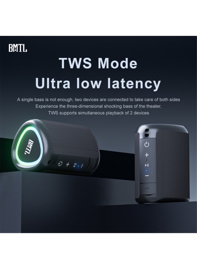 BMTL Ultra-Portable Bluetooth Speaker with Coloful Lights, Powerful Bass, IPX4 Water and Dust Resistant, 10 Hours Playtime Boost, Mini Outdoor Riding Portable Small Audio Support TF Card AUX, Try & Go Killer,  Black - Image 2