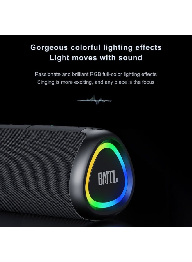 BMTL Ultra-Portable Bluetooth Speaker with Coloful Lights, Powerful Bass, IPX4 Water and Dust Resistant, 10 Hours Playtime Boost, Mini Outdoor Riding Portable Small Audio Support TF Card AUX, Try & Go Killer,  Black - Image 3