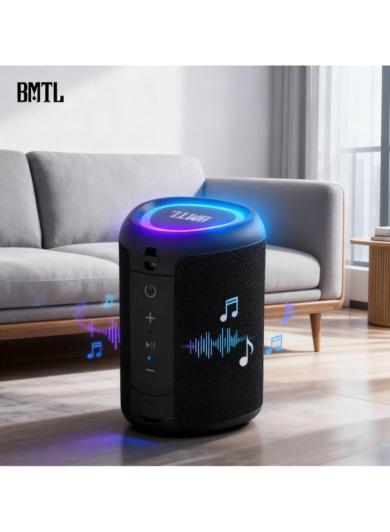 BMTL Ultra-Portable Bluetooth Speaker with Coloful Lights, Powerful Bass, IPX4 Water and Dust Resistant, 10 Hours Playtime Boost, Mini Outdoor Riding Portable Small Audio Support TF Card AUX, Try & Go Killer,  Black - Image 1