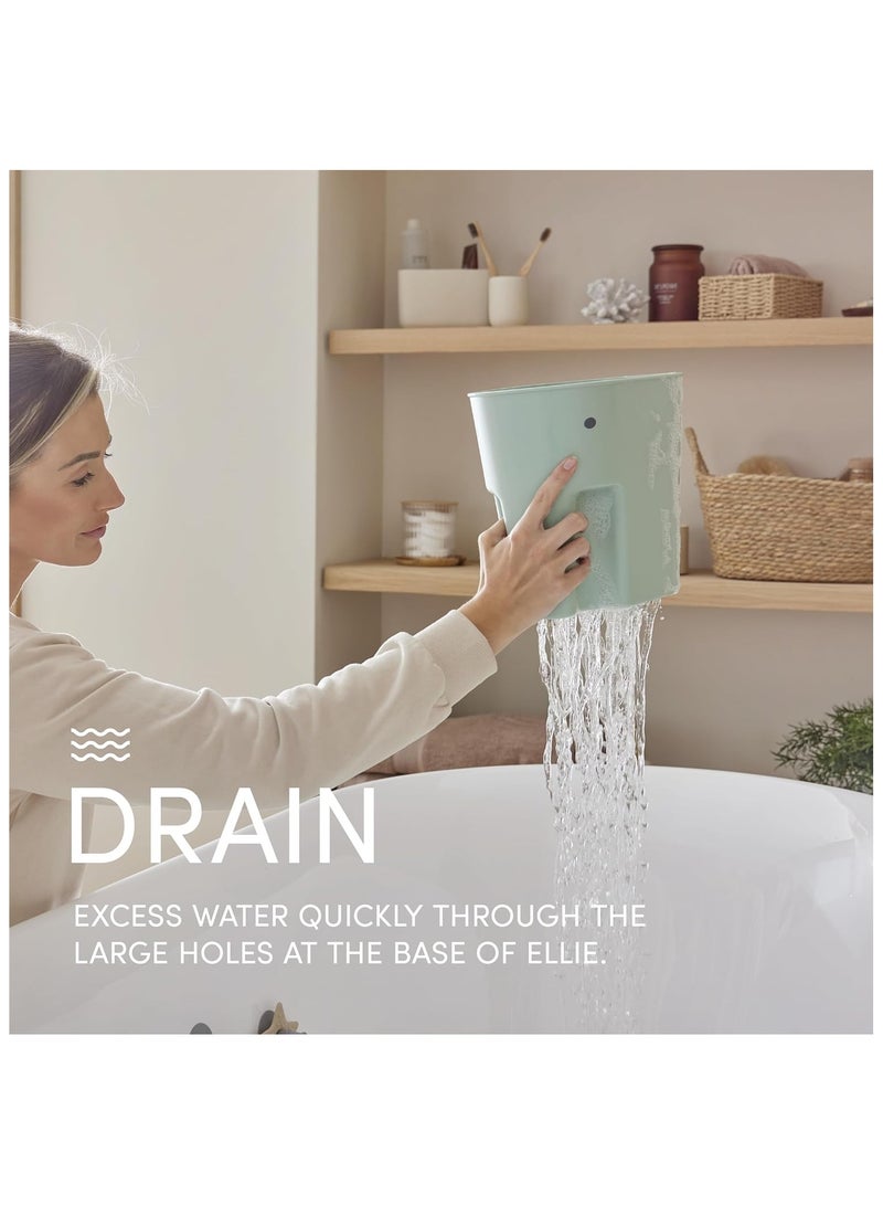 شناجل لعبة الاستحمام Shnuggle Ellie'، علبة تجفيف | مغرفة تخزين ألعاب حمام الأطفال والرضع قائمة بذاتها مع صينية تنقيط - الأوكالبتوس - Image 4