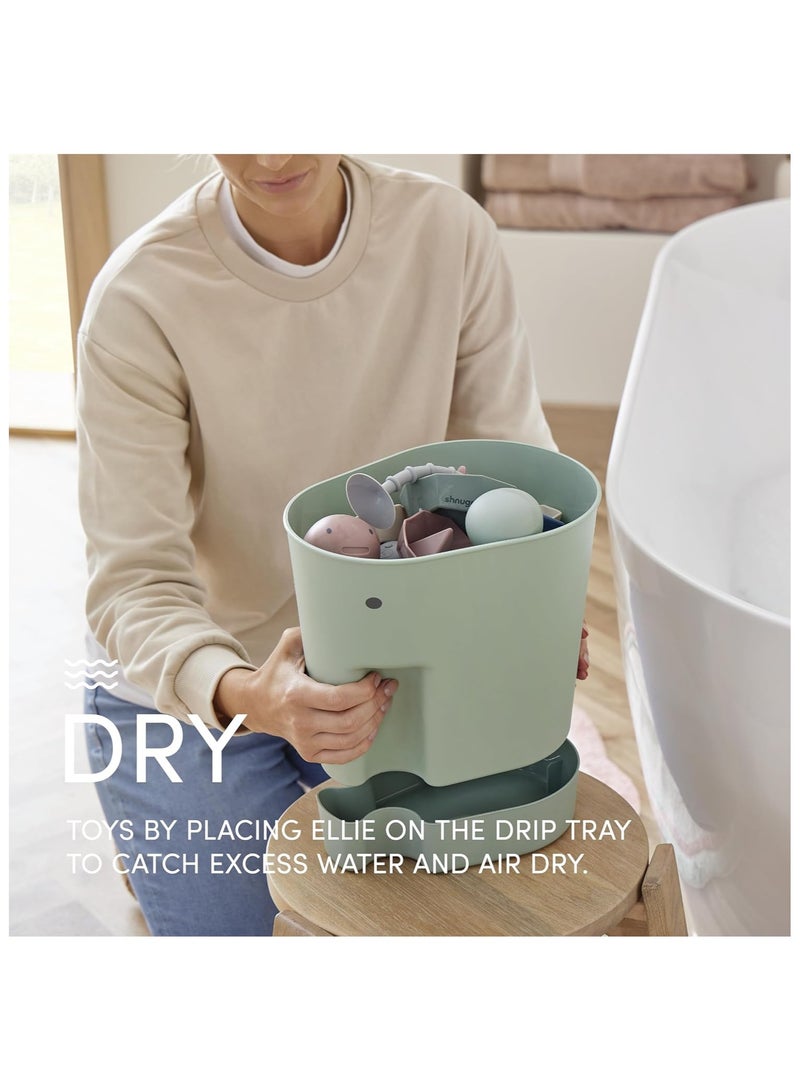 شناجل لعبة الاستحمام Shnuggle Ellie'، علبة تجفيف | مغرفة تخزين ألعاب حمام الأطفال والرضع قائمة بذاتها مع صينية تنقيط - الأوكالبتوس - Image 5