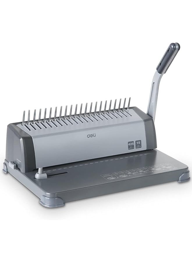 Deli 3872 21 Hole Binding Machine 425 Sheets Grey  - Image 1