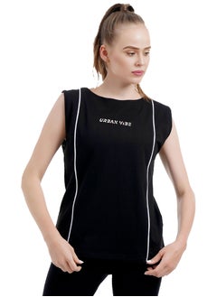 Selecta Now Ladies Sleeveless Cotton T-Shirt Black Breathable Contrast Piping Tank Top Soft Stretchable Women’s T Shirt Ideal for Hot Climate  - Image 3