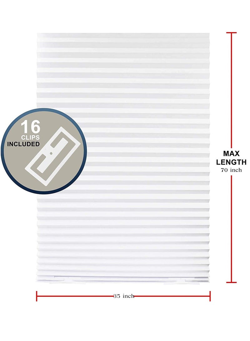 Y&D Cordless Temporary Shades Pleated Window Paper Light Filtering Blinds Easy to Cut and Install for Living Room Office White 35 x 70 inch - Image 5