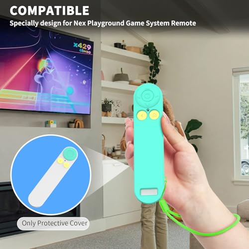 Wacanc Silicone Remote Case Cover for Nex Playground Game System Remote, Anti Slip Shockproof Remote Protective Sleeve Compatible with Nex Playground Game System Remote,Remote Case with Lanyard (Green) - Image 3