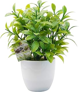 OFFIDIX Mini Plastic Artificial Eucalyptus Leaves Topiary Plant with Pots,Faux Plant Small Plants for Home,Office and - Image 1