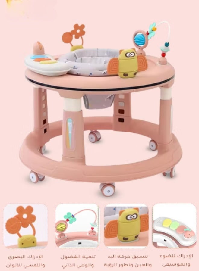 erorex 5-Level Adjustable Baby Walker with Footrest, Anti-Tip Wide Base and Height Adjustment – Soft Washable Seat, 360° Swivel Silent Wheels & Detachable Musical Tray – 3-in-1 for Walking, Playing, and Feeding – Suitable for Babies Aged 6–12 Months - Image 1