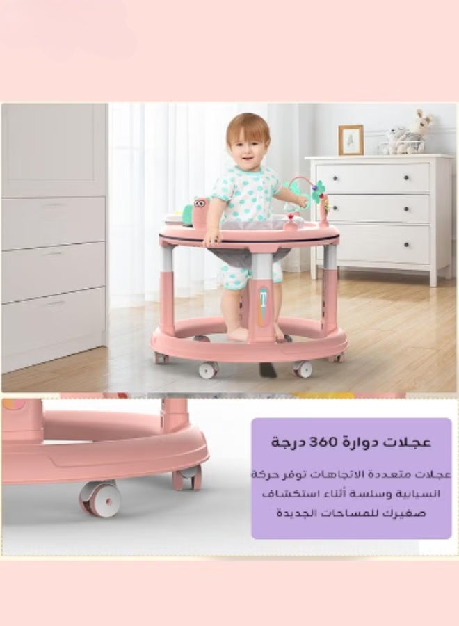 erorex 5-Level Adjustable Baby Walker with Footrest, Anti-Tip Wide Base and Height Adjustment – Soft Washable Seat, 360° Swivel Silent Wheels & Detachable Musical Tray – 3-in-1 for Walking, Playing, and Feeding – Suitable for Babies Aged 6–12 Months - Image 3