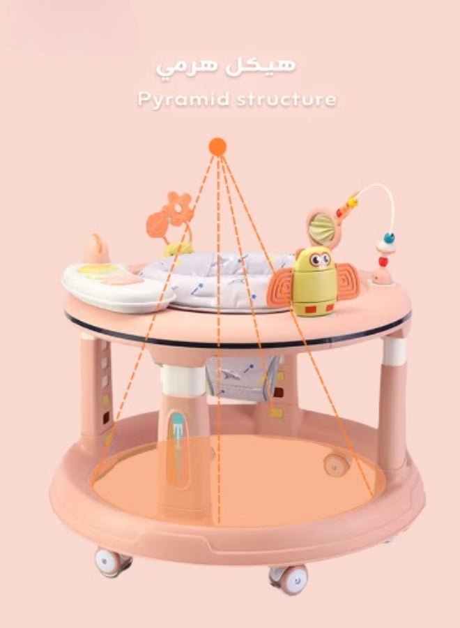 erorex 5-Level Adjustable Baby Walker with Footrest, Anti-Tip Wide Base and Height Adjustment – Soft Washable Seat, 360° Swivel Silent Wheels & Detachable Musical Tray – 3-in-1 for Walking, Playing, and Feeding – Suitable for Babies Aged 6–12 Months - Image 4