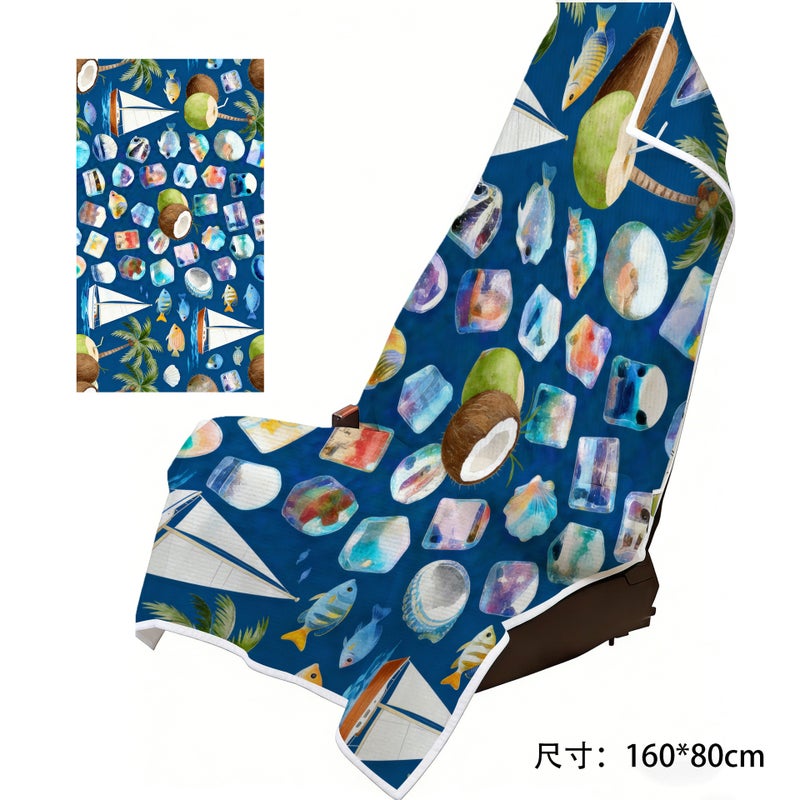 Cross-Border Foreign Trade New Model Car Seat Cover Two-In-One Beach Towel, Absorbent, Warm, Soft, Large Bath Towel for Beach and  Swimming - Image 1