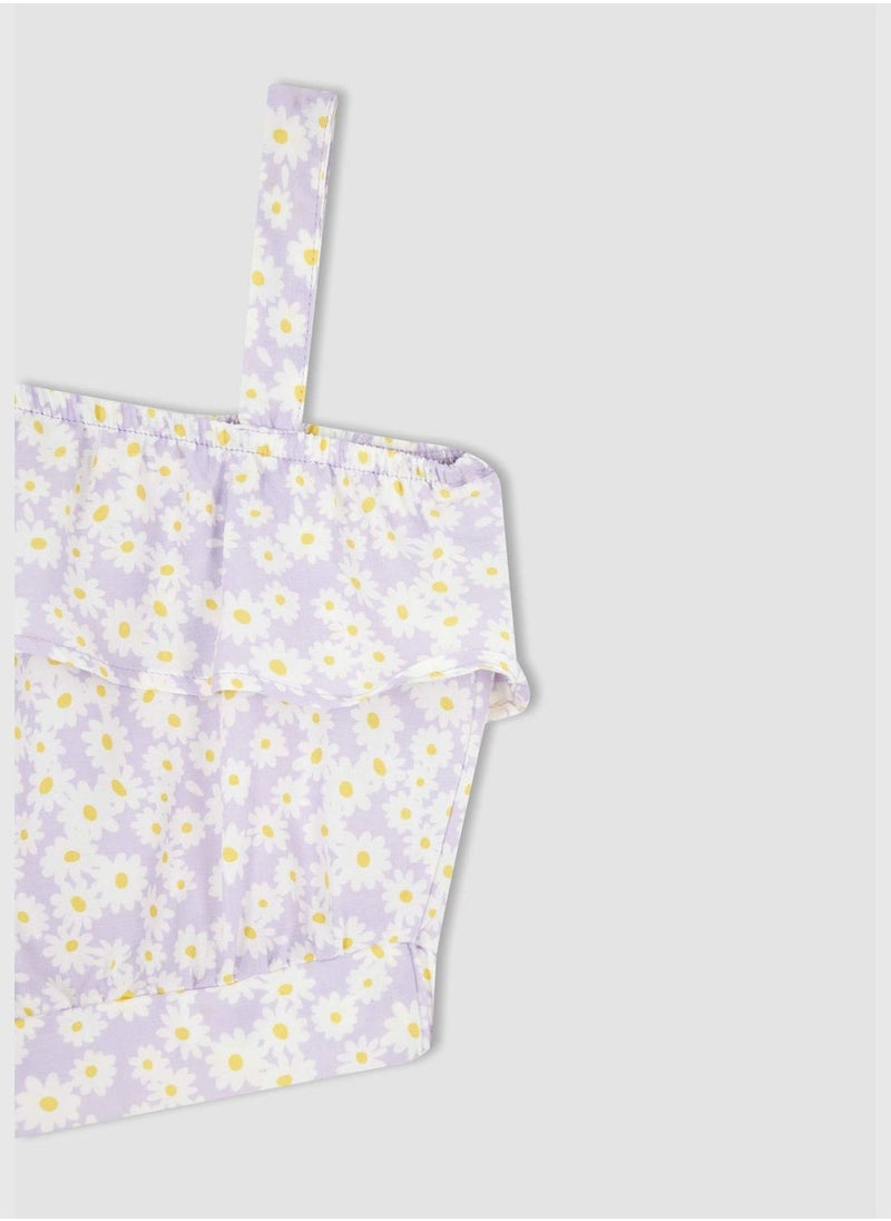 DeFacto - One Shoulder Frill Detail Floral Print Crop Top - Image 1