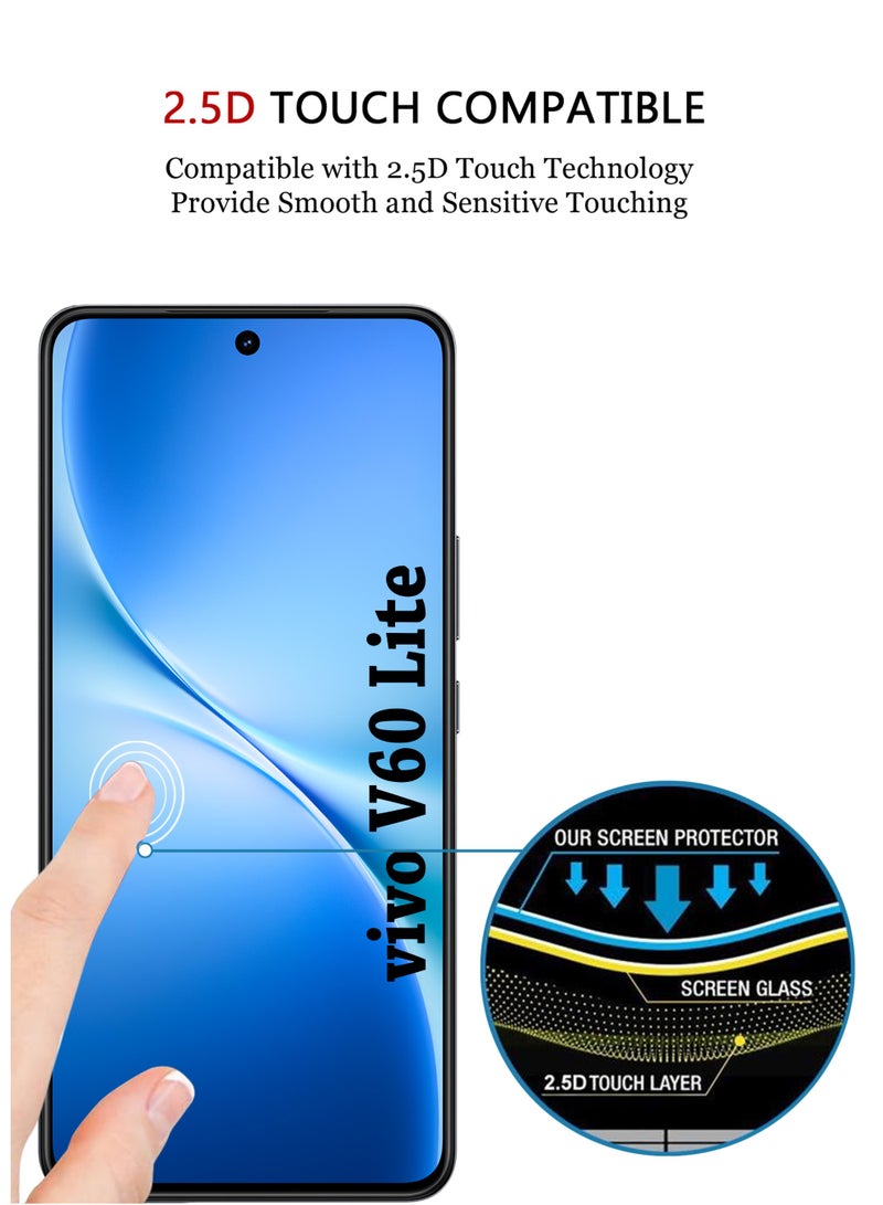واقي شاشة لهاتف فيفو V60 لايت | زجاج مقسّى متوافق مع فيفو V60 لايت | واقي شاشة عالي الدقة بالكامل، زجاج مقسّى مقاوم للخدش، تغطية كاملة من الحافة إلى الحافة، مع طقم تركيب سهل - أسود - Image 5