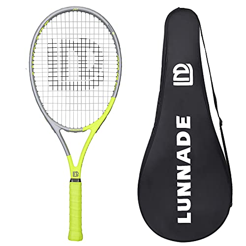LUNNADE Adults Tennis Racket 27 Inch, Shockproof Carbon Fiber Tennis Racquet Light-Weight, Pre-Strung and Regrip, Suitable for Beginners to Intermediate Players - Image 1