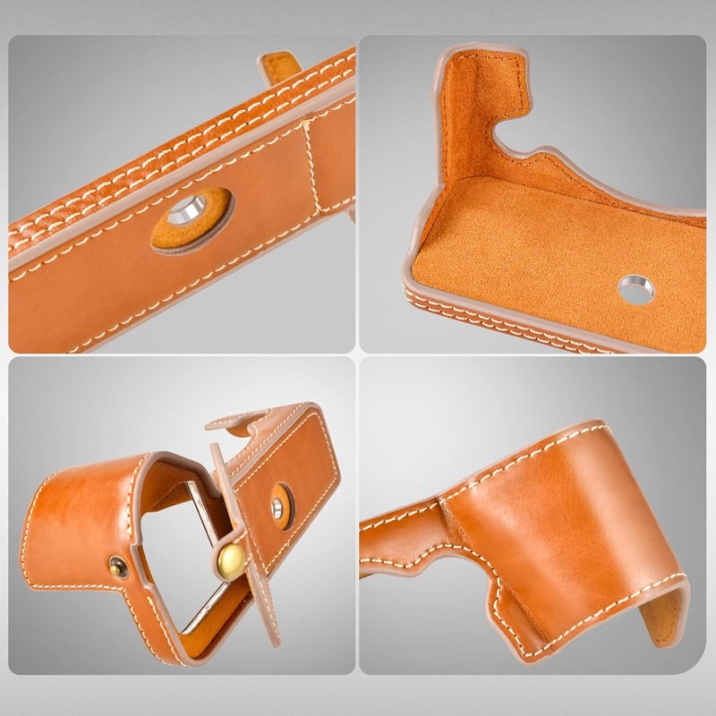 Rieibi XH2S XH2 Case  Quality PU Leather Half Case for Fujifilm XH2S XH2 Digital Camera  Brown - Image 3