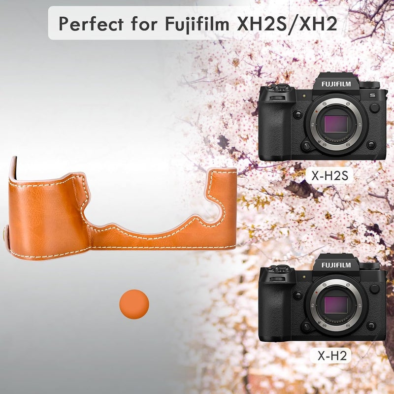 Rieibi XH2S XH2 Case  Quality PU Leather Half Case for Fujifilm XH2S XH2 Digital Camera  Brown - Image 2