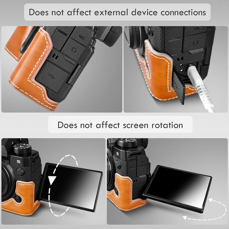 Rieibi XH2S XH2 Case  Quality PU Leather Half Case for Fujifilm XH2S XH2 Digital Camera  Brown - Image 4