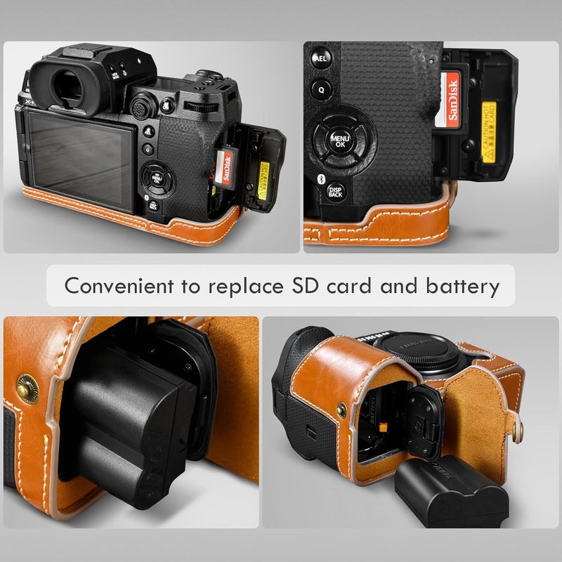 Rieibi XH2S XH2 Case  Quality PU Leather Half Case for Fujifilm XH2S XH2 Digital Camera  Brown - Image 5
