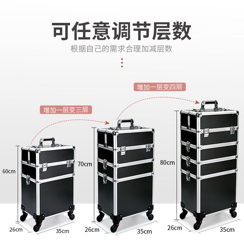 Cosmetic Case Professional Makeup Artist Pull Rod Large Capacity Multi-Layer Nail Art Case Tattoo Toolbox Can Put Potherapy Machine - Image 4