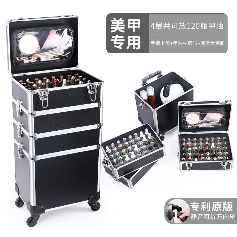 Cosmetic Case Professional Makeup Artist Pull Rod Large Capacity Multi-Layer Nail Art Case Tattoo Toolbox Can Put Potherapy Machine - Image 1