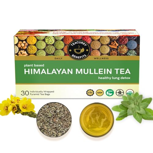 Teacurry Mullein Tea Leaves - (30 Teabags) - Herbal Tea for Lung Detox & Immunity - (60 Gram) - Image 1
