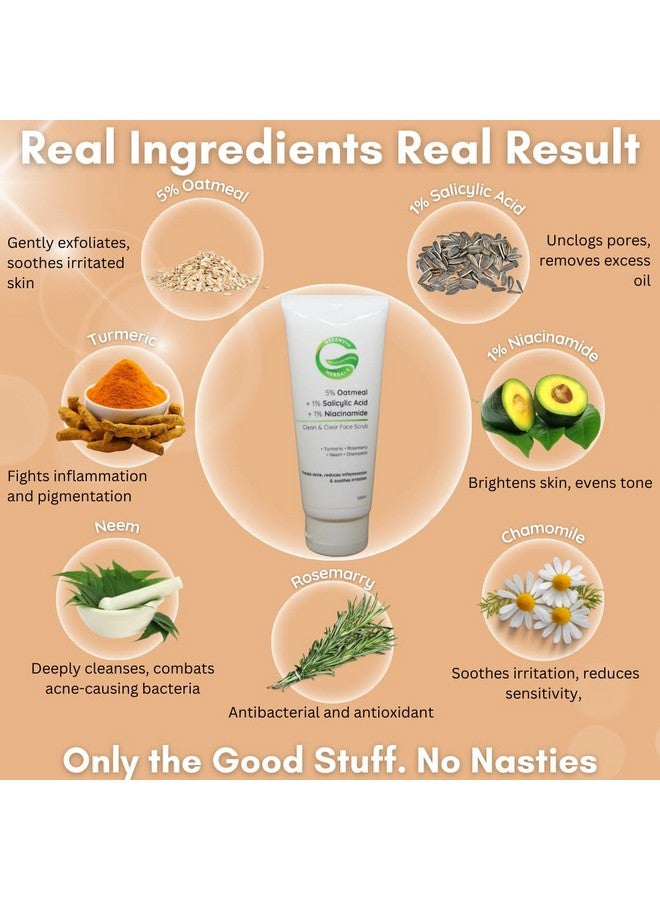 Greenviv 5% Oatmeal + 1% Salicylic Acid + 1% Niacinamide Clean & Clear Face Scrub | Gentle Exfoliation & Acne Care for Clearer Skin | 100gm - Image 5