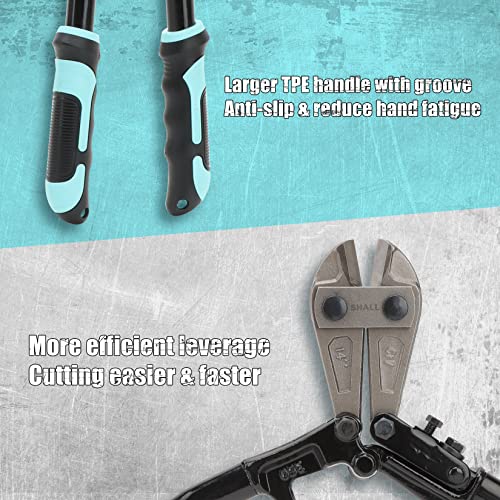 SHALL 3-Piece Bolt Cutters, 14" Heavy Duty Bolt Cutter, 8" Mini Bolt Cutter, 8" Wire Rope Cutter, Ergonomic Handle, More Efficient Leverage for Cutting Locks, Chains, Iron Wire, Carrying Case Included - Image 4