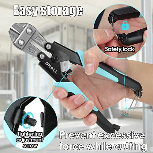 SHALL 3-Piece Bolt Cutters, 14" Heavy Duty Bolt Cutter, 8" Mini Bolt Cutter, 8" Wire Rope Cutter, Ergonomic Handle, More Efficient Leverage for Cutting Locks, Chains, Iron Wire, Carrying Case Included - Image 5
