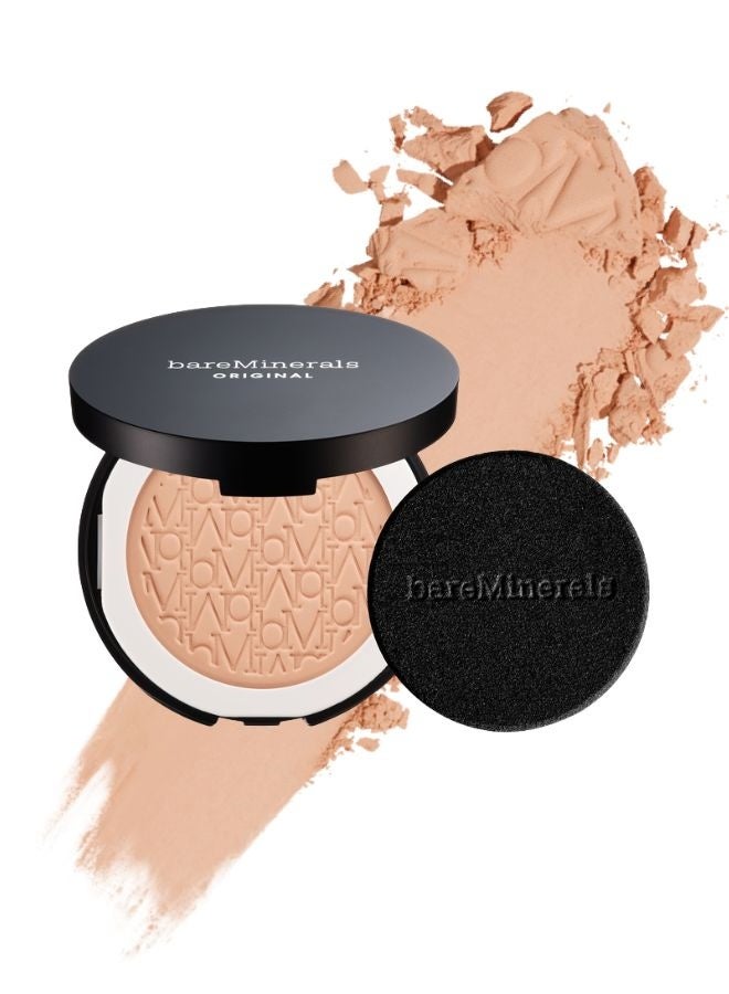 بودرة أساس معدنية مضغوطة أصلية من bareMinerals، عامل حماية من الشمس 15 - 08 خفيف | تغطية قابلة للبناء، خالية من التلك، 9 غرام - Image 1