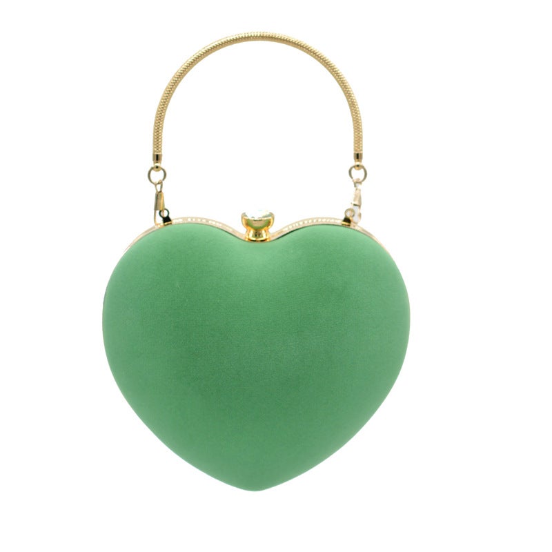 Factory New Ladies Handbag Velvet Love Bag Dinner Bag Peach Heart-Shaped Banquet Bag Evening Bag - Image 1