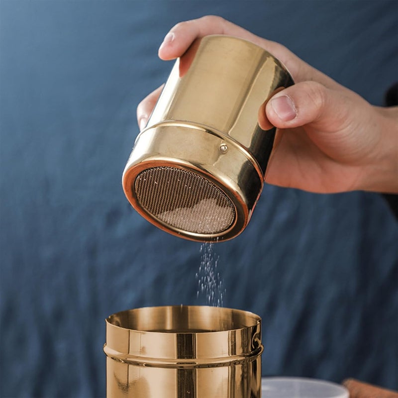 Flylin Stainless Steel Powder Shaker, 3.5 x 3inch Fine Mesh Shaker Powder Cans with Lid, Powder Sugar Shaker for Sifter Cocoa/Cinnamon Powder/Coffe/Hold Salt/Pepper (1) - Image 4