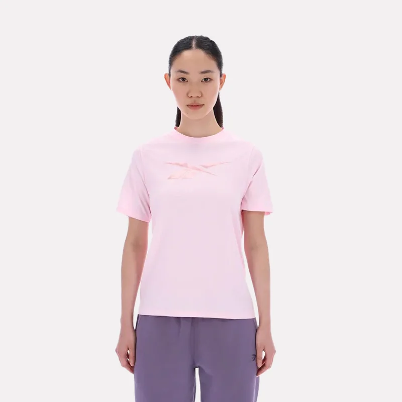 Reebok Audrey Tonal Logo Crew Neck Short Sleeve Women's Tee - Pink