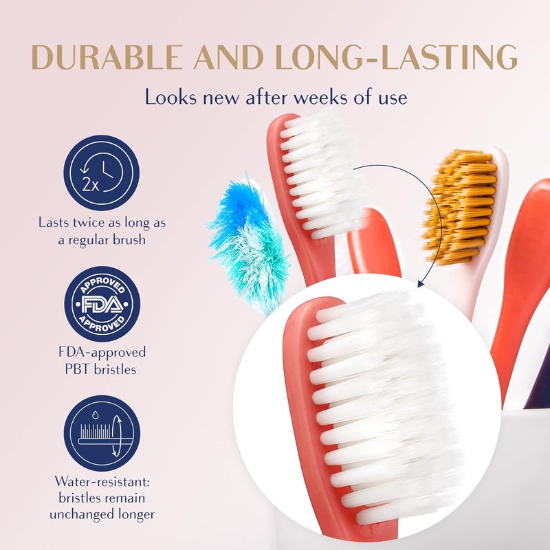 Royal Denta فرشاة أسنان ناعمة جدًا للبالغين، بشعيرات ناعمة للغاية، فرشاة يدوية مزودة بشعيرات ذات طول مزدوج مدمجة بجزيئات الفضة للأسنان واللثة الحساسة، تزيل البلاك بلطف، مصنوعة في كوريا (لون أحمر قرمزي) - Image 5