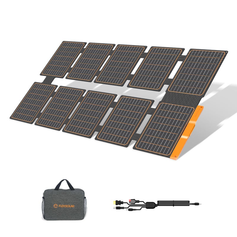 FlexSolar 100W Portable Solar Panel - 24% High Efficiency, IP67 Waterproof, QC3.0 USB-A/USB-C/DC Output for Small Power Station, Camping, RV & Emergency - Image 1