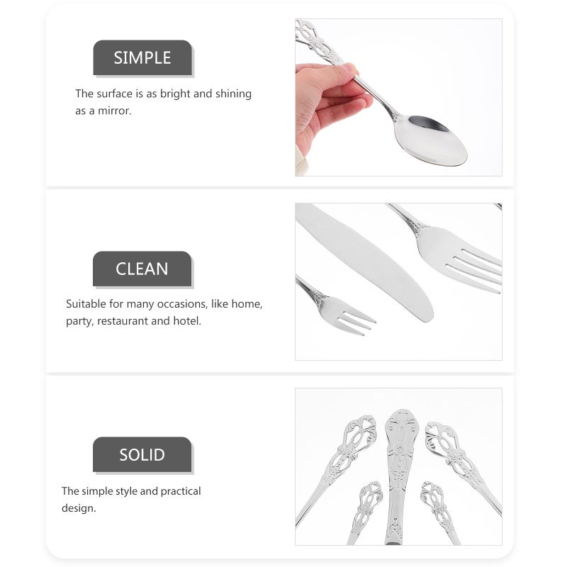 1 Set Silverware Set Heavy Duty Stainless Steel Flatware Set Tableware Cutlery Kitchen Utensil - Image 3