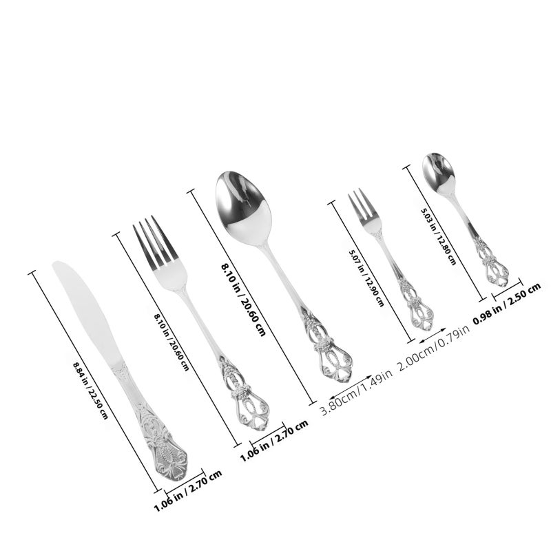 1 Set Silverware Set Heavy Duty Stainless Steel Flatware Set Tableware Cutlery Kitchen Utensil - Image 2