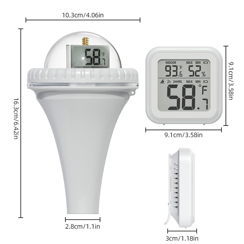 Pool Thermometer Floating Easy Read Digital Pool Temperature Thermometers Wireless 12H/24 Mode Floating Thermometer for Ice Bath/Hot Tub/Fish Tank - 197ft - Image 2