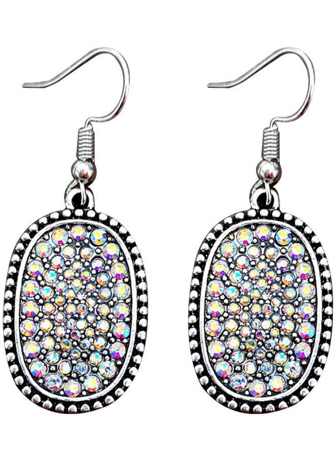 NIBEMINENT - Rhinestone Inlaid Oval Dangle Hook Earrings - Image 1