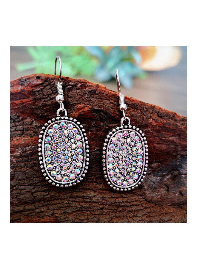 NIBEMINENT - Rhinestone Inlaid Oval Dangle Hook Earrings - Image 1