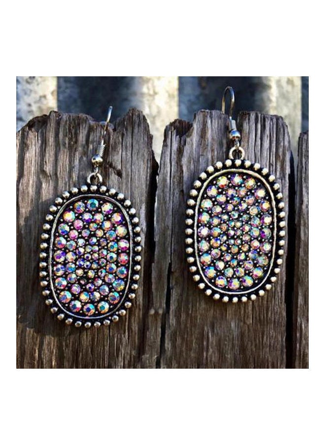 NIBEMINENT - Rhinestone Inlaid Oval Dangle Hook Earrings - Image 1