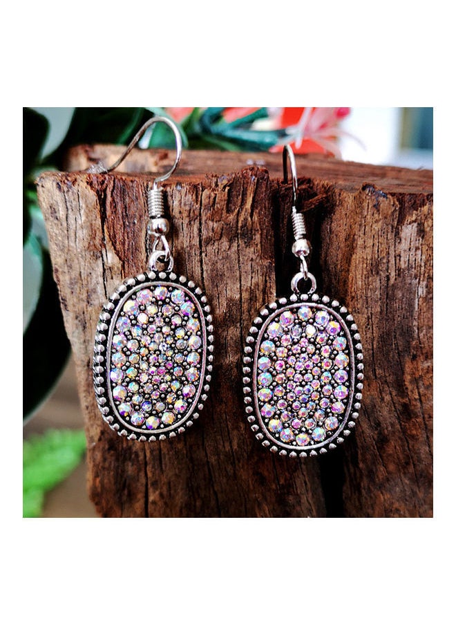 NIBEMINENT - Rhinestone Inlaid Oval Dangle Hook Earrings - Image 1