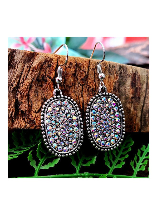NIBEMINENT - Rhinestone Inlaid Oval Dangle Hook Earrings - Image 1